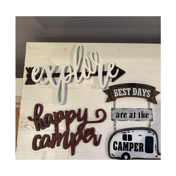 Set Of 3 Wooden Camping Decor Wall Signs - Picture 1 of 4